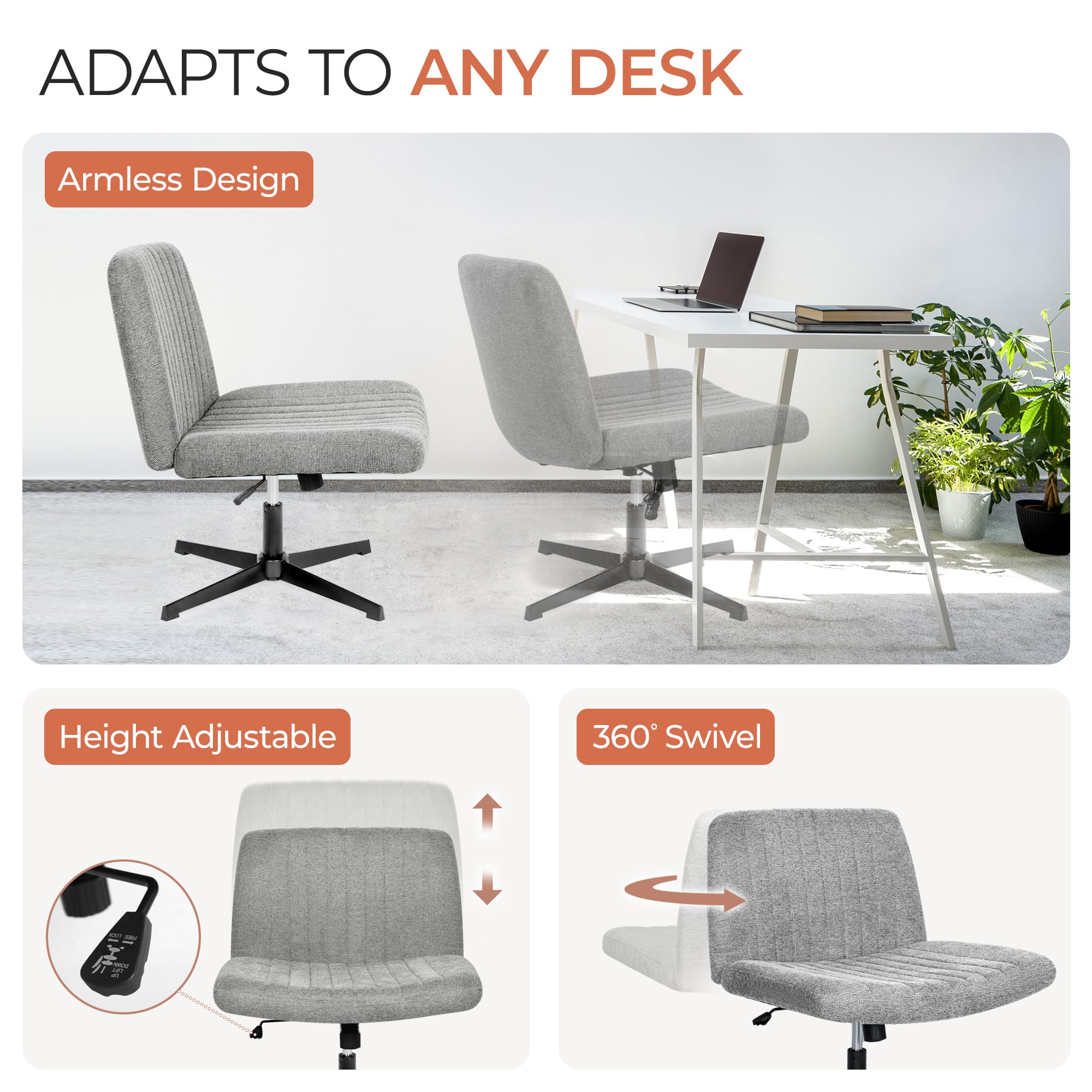 Orange Factory Criss Cross Chair sturdy base and durable construction