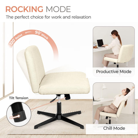 Orange Factory Criss Cross Chair tilt to 30 degrees for relaxed seating