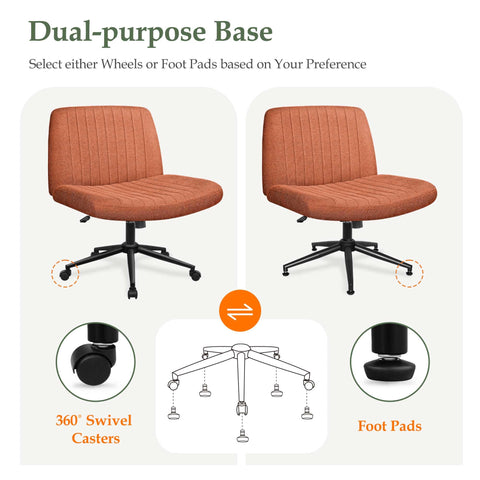 Orange Factory Criss Cross Chair with adjustable height for personalized setup.