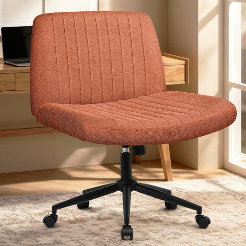 Orange Factory Criss Cross Chair with floor-protective pads to prevent scratches.