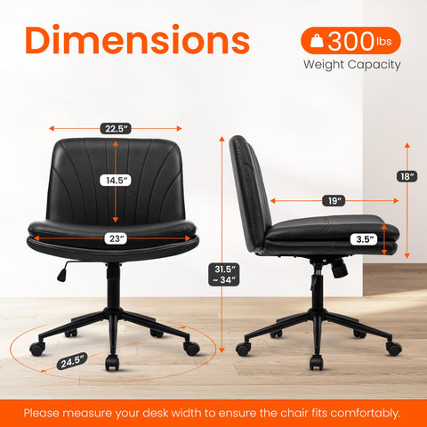 Orange Factory Criss Cross Chair with Wheels height adjustment enables proper desk alignment.