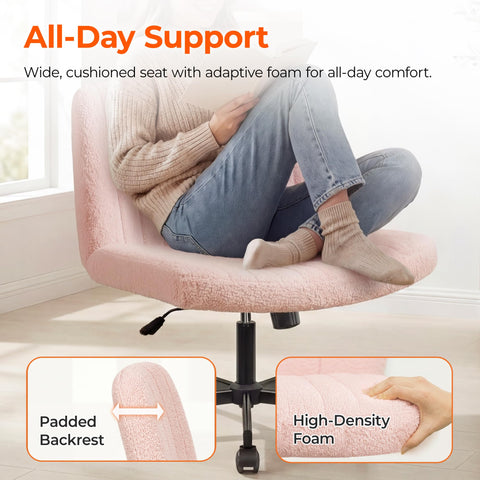 Orange Factory Criss Cross Chair Wheels pink armless design saves space
