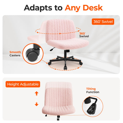 Orange Factory Criss Cross Chair Wheels pink high-density cushioning for long tasks