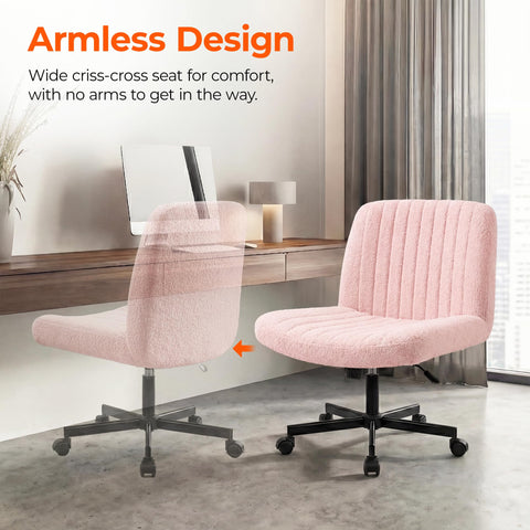 Orange Factory Criss Cross Chair Wheels pink reinforced steel base provides durable support