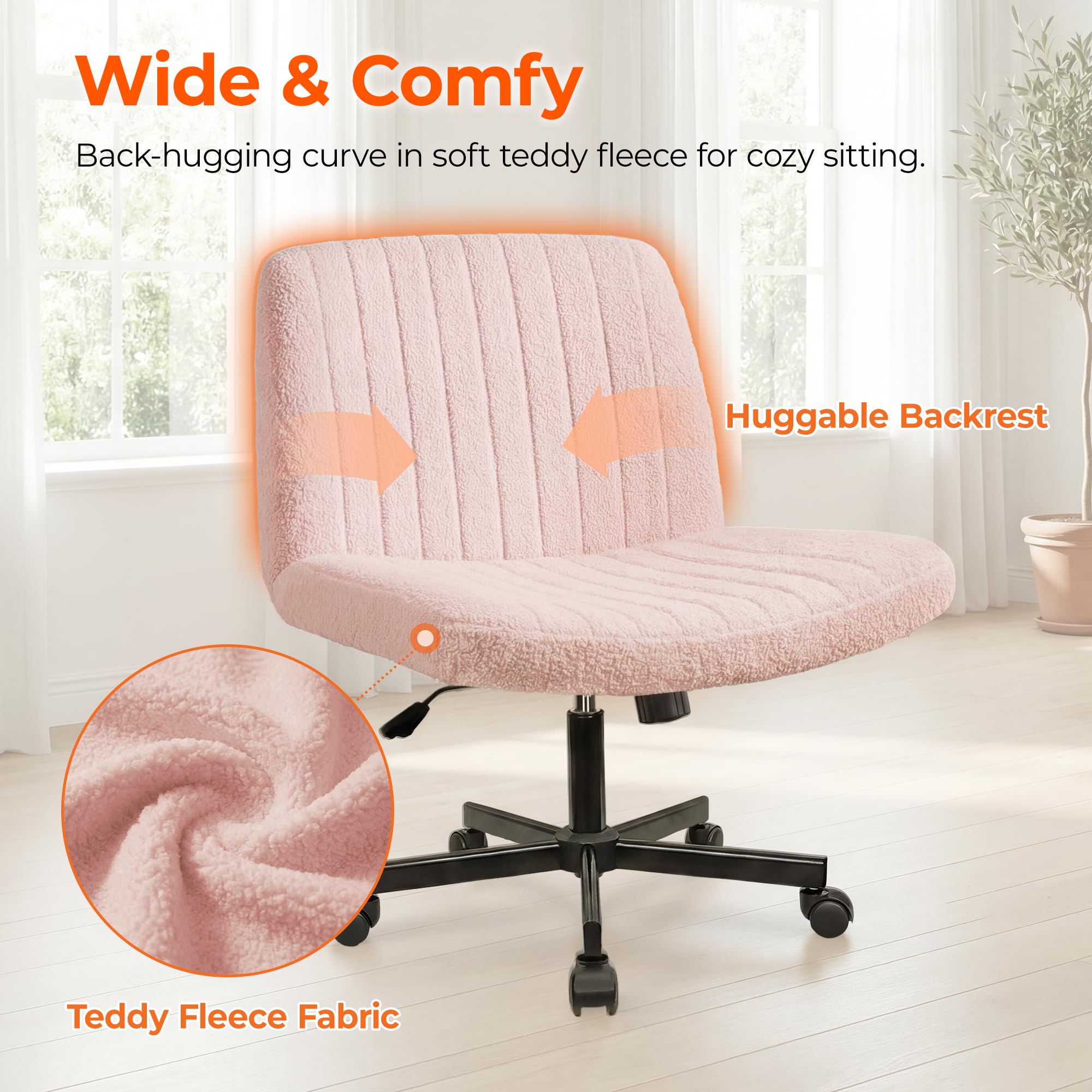 Orange Factory Criss Cross Chair Wheels pink swivel and tilt for adjustable seating