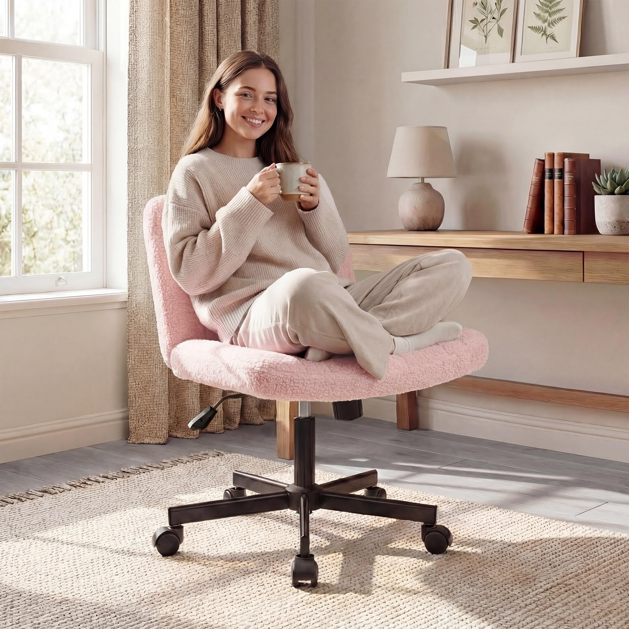 Orange Factory Criss Cross Chair Wheels pink 360-degree rotation for easy desk movement