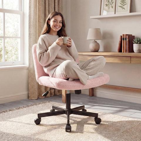 Orange Factory Criss Cross Chair Wheels pink 360-degree rotation for easy desk movement