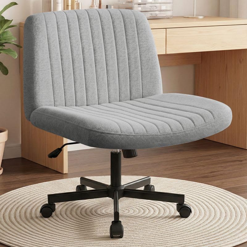 Orange Factory Criss Cross Chair – side view with wheels shows space-saving design.