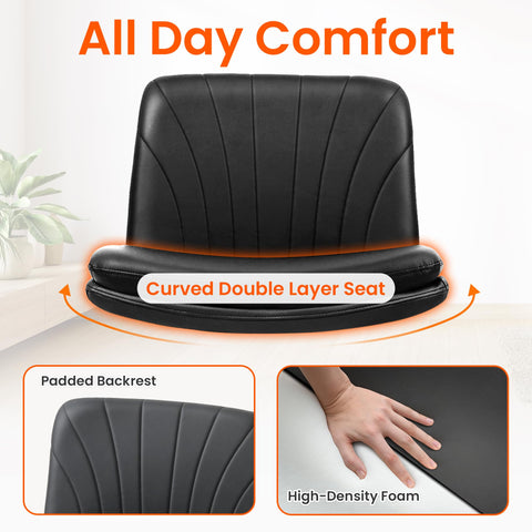 Orange Factory Criss Cross Chair with Wheels side view highlighting mobility on smooth caster wheels.