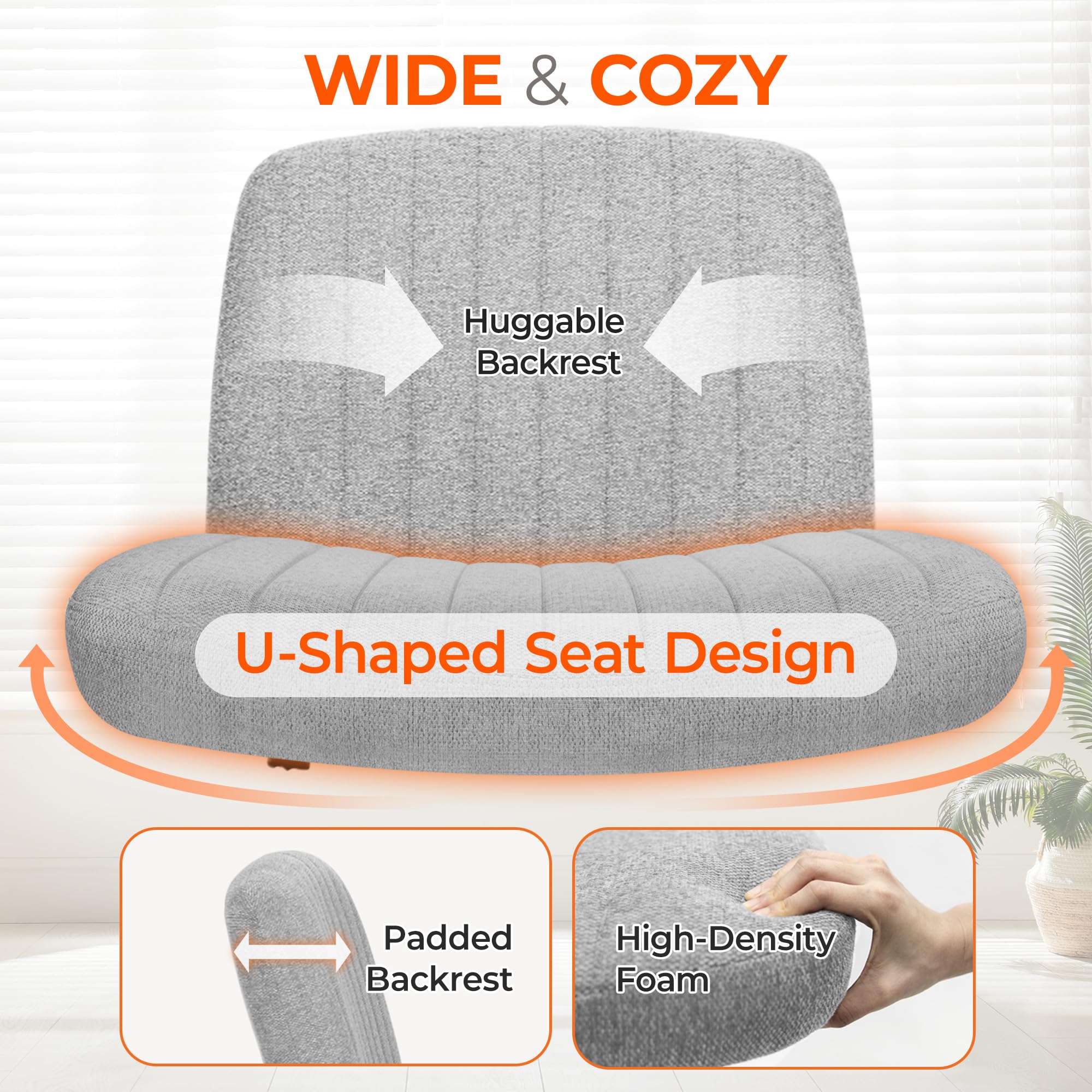 Orange Factory Criss Cross Chair tilt and swivel in action for versatile tasks.