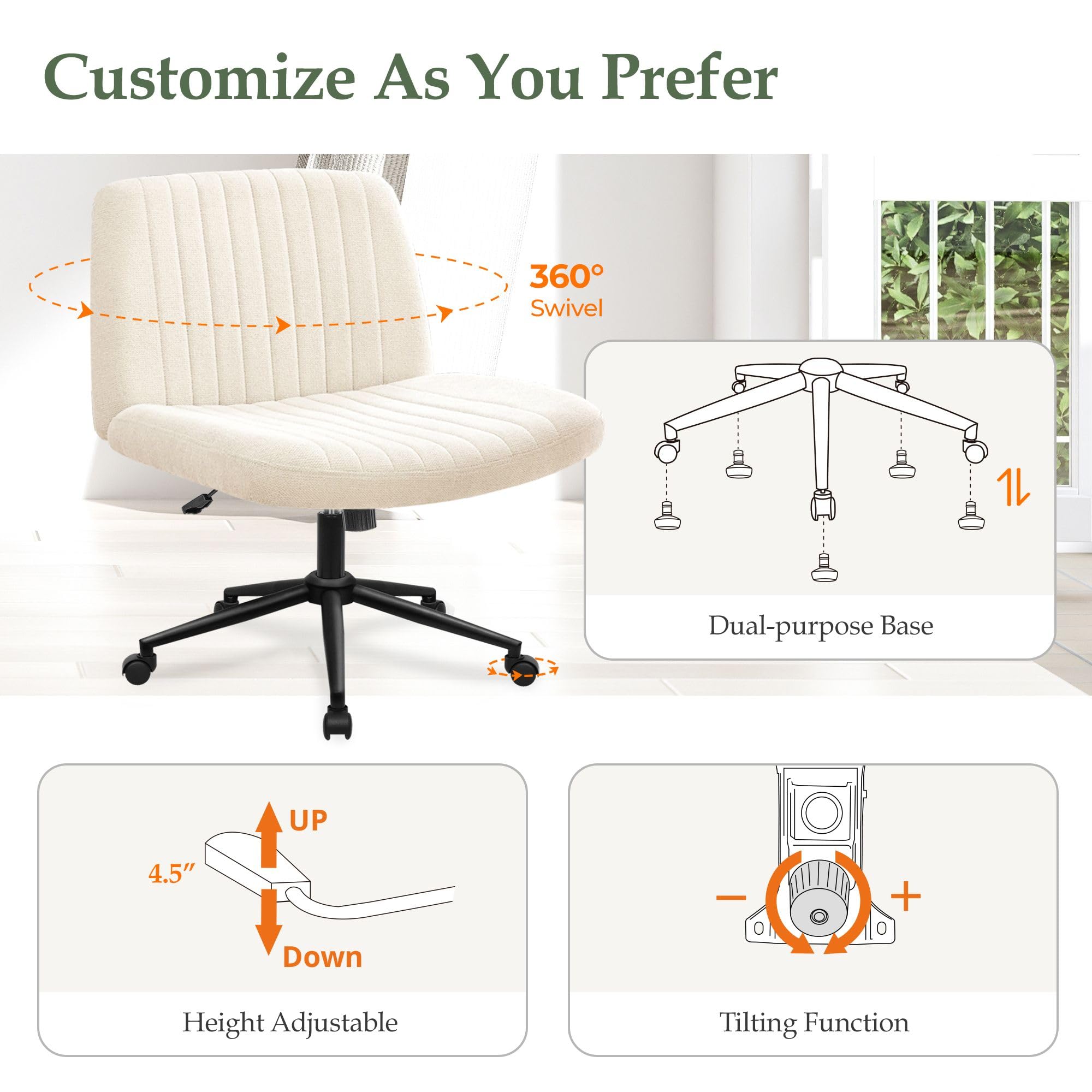 Orange Factory height adjustment lets you tailor seat height with ease.