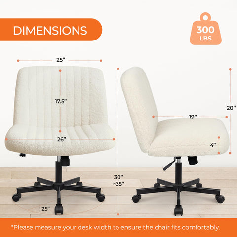 Orange Factory teddy fleece upholstery provides cozy seating.