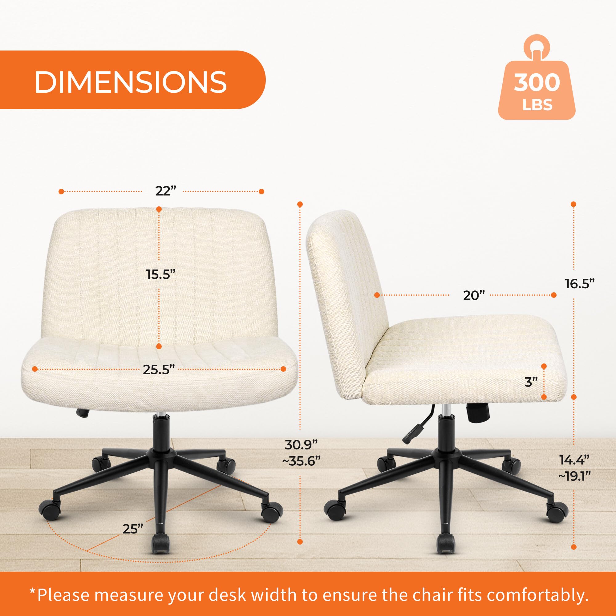 Orange Factory wide seat cross-legged provides comfortable support during long work sessions.