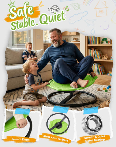 Oranmew Turtle Spinning Chair floor-base uses non-slip feet for safer surfaces.