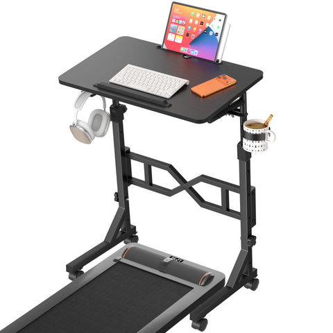 Oransail small standing desk with wheels, 24.6-inch base, ideal treadmill compatibility.
