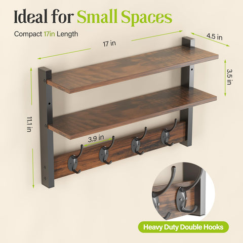 Orapoke 17-inch coat rack wall mount ready for entryway organization