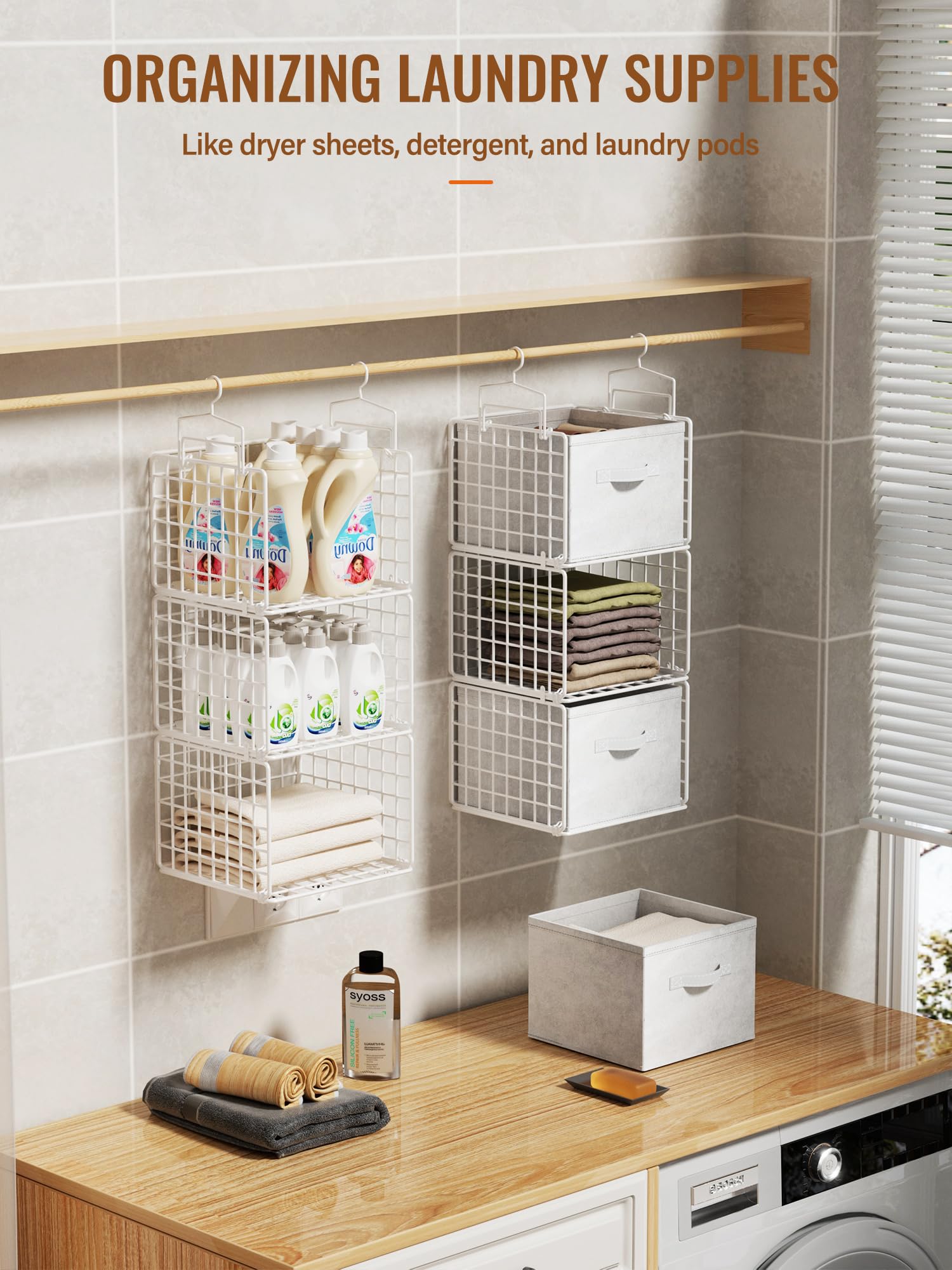 Orapoke vertical storage solution enhances wardrobe capacity without bulk.