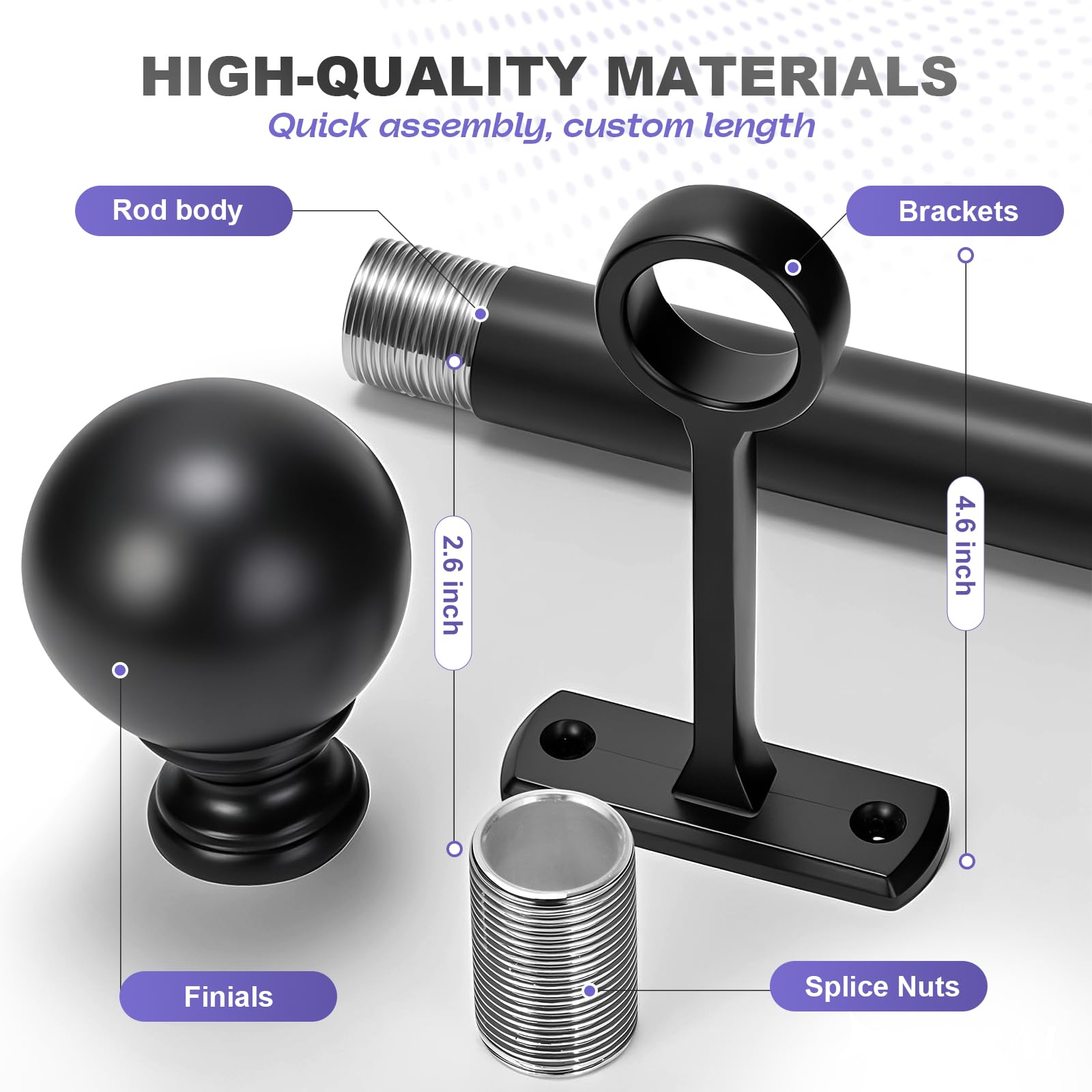 OrbitOasis extendable rod at full length illustrating wide adjustability