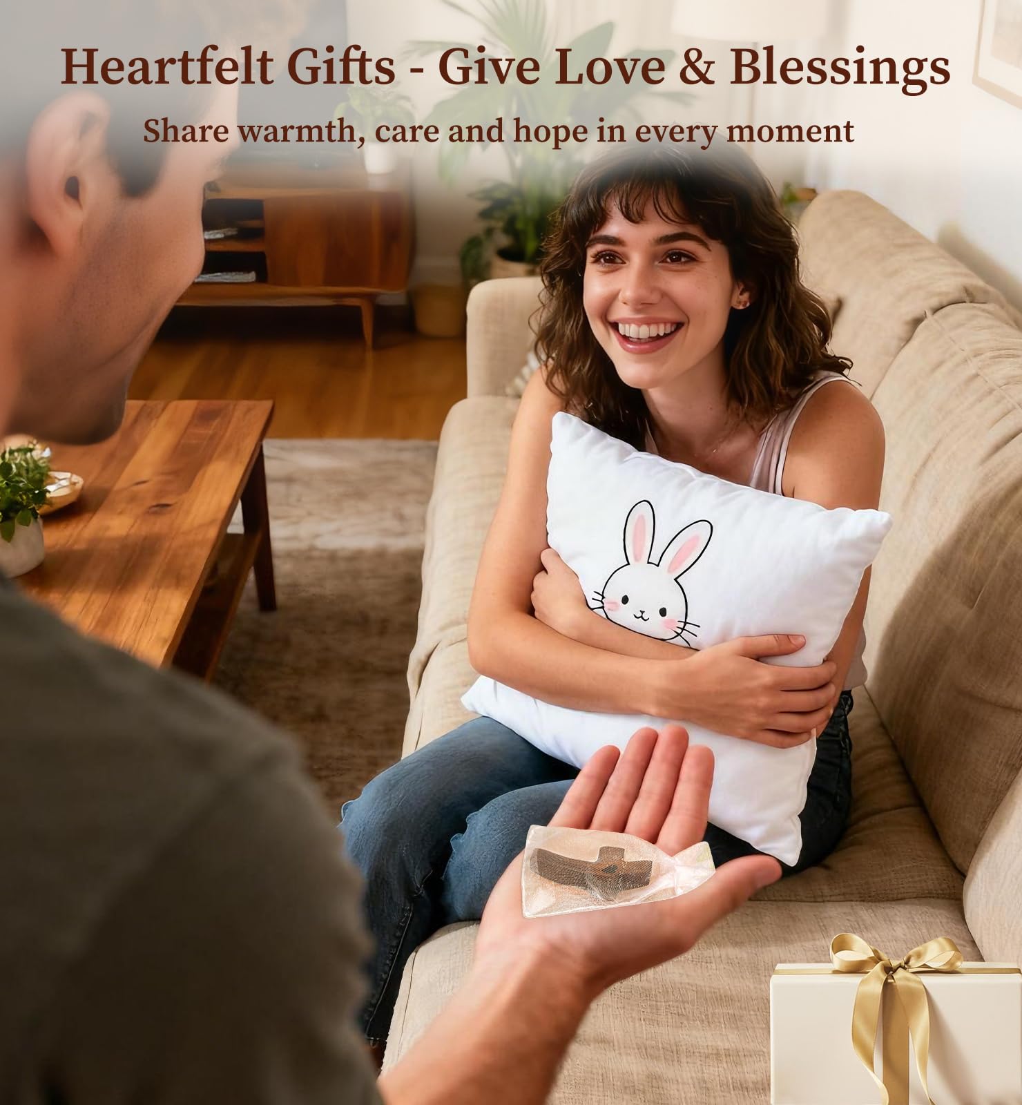 OrbitShell handcrafted cross with heart motif for devotion and sharing