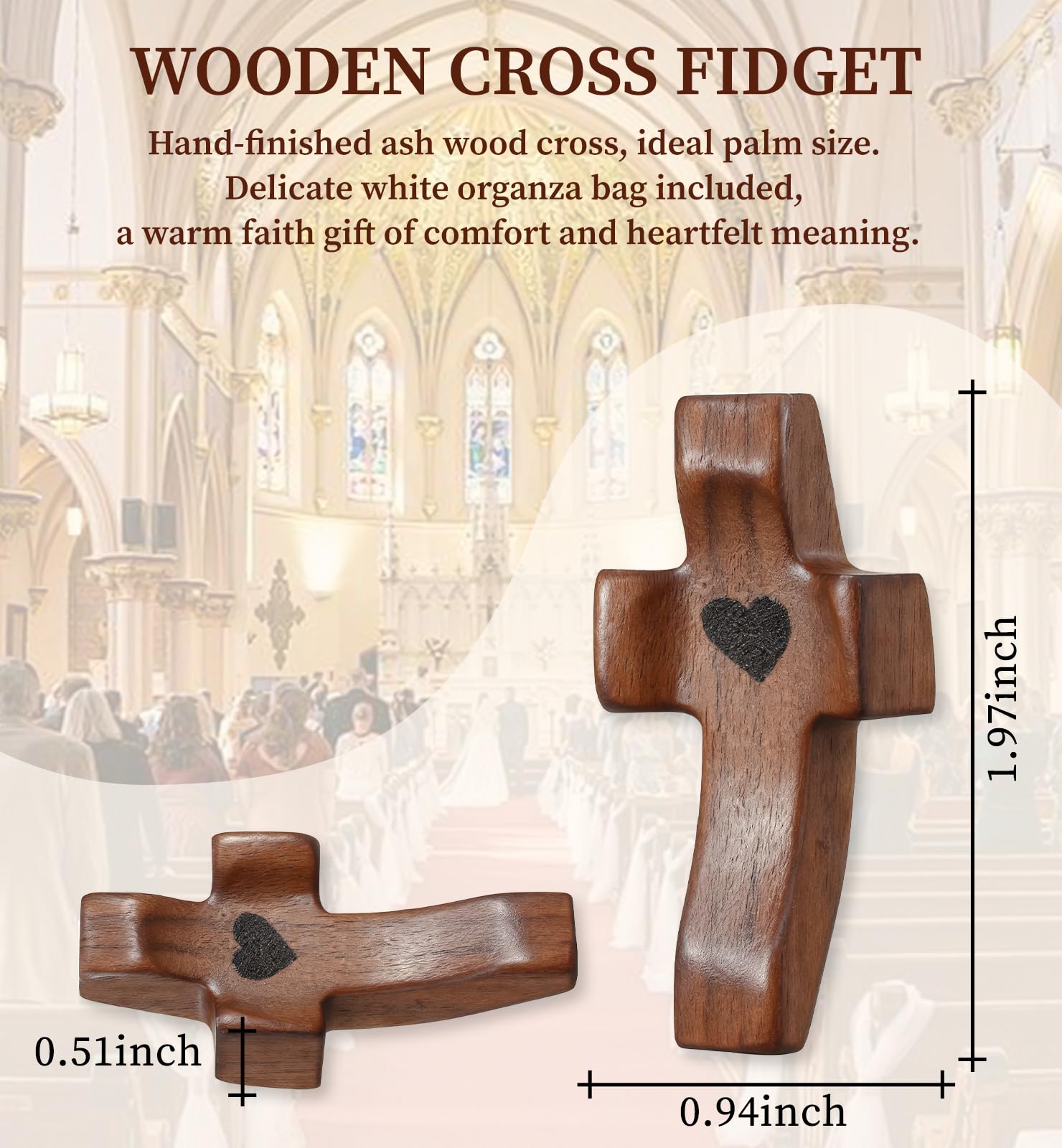 OrbitShell pocket cross with heart detail for personal reflection