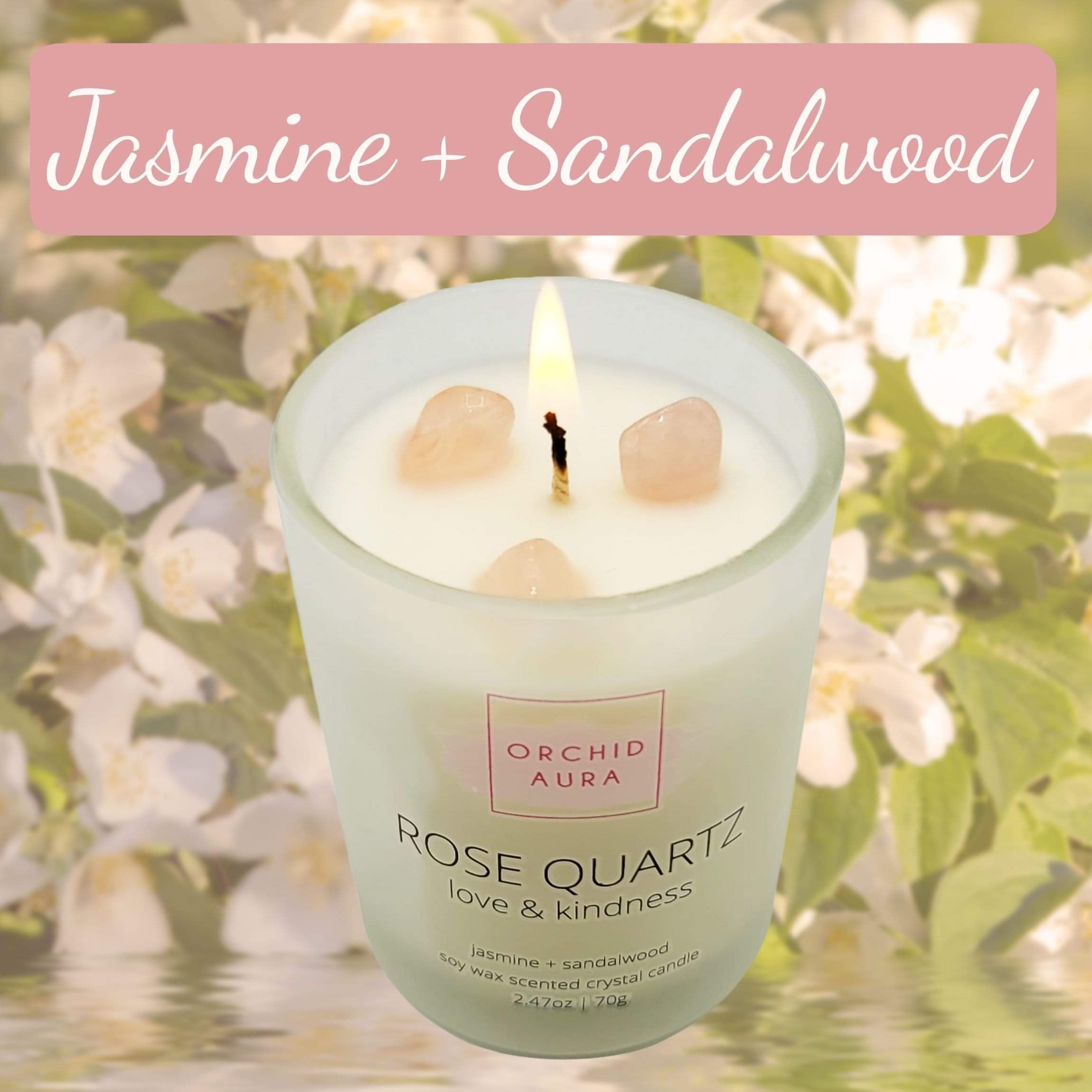 ORCHID AURA amethyst candle offers calm energy and relaxation through its crystal.
