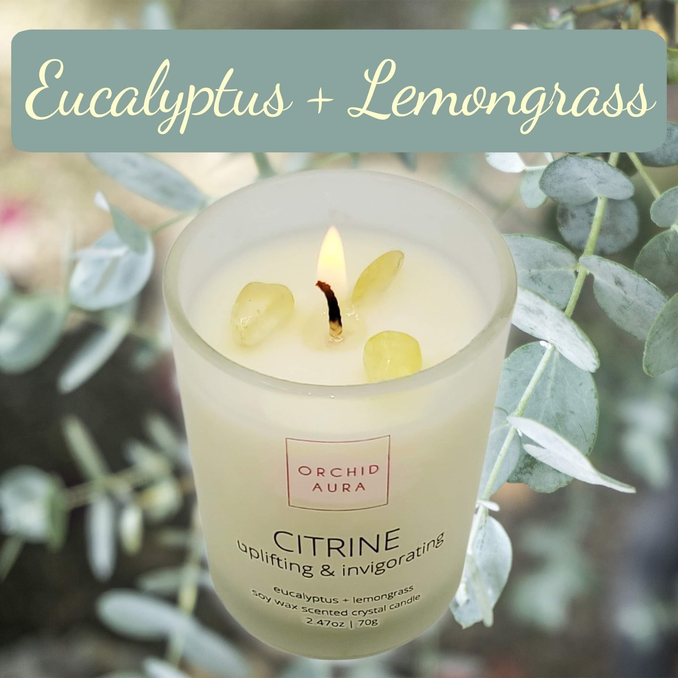 ORCHID AURA rose quartz candle with inner crystal promotes harmony and self-love.