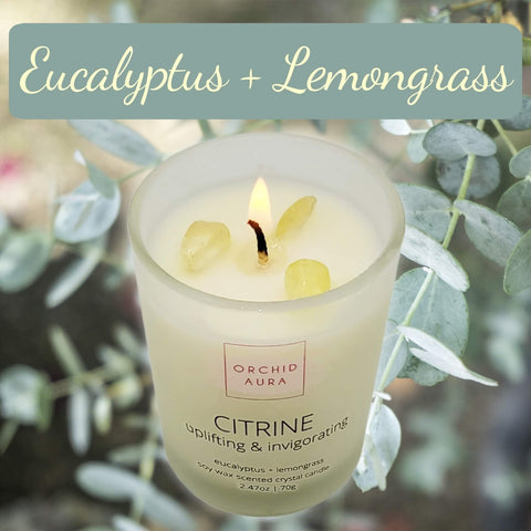 ORCHID AURA rose quartz candle with inner crystal promotes harmony and self-love.