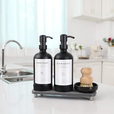 ORCHID HOME dish brush with holder simplifies cleaning near the sink