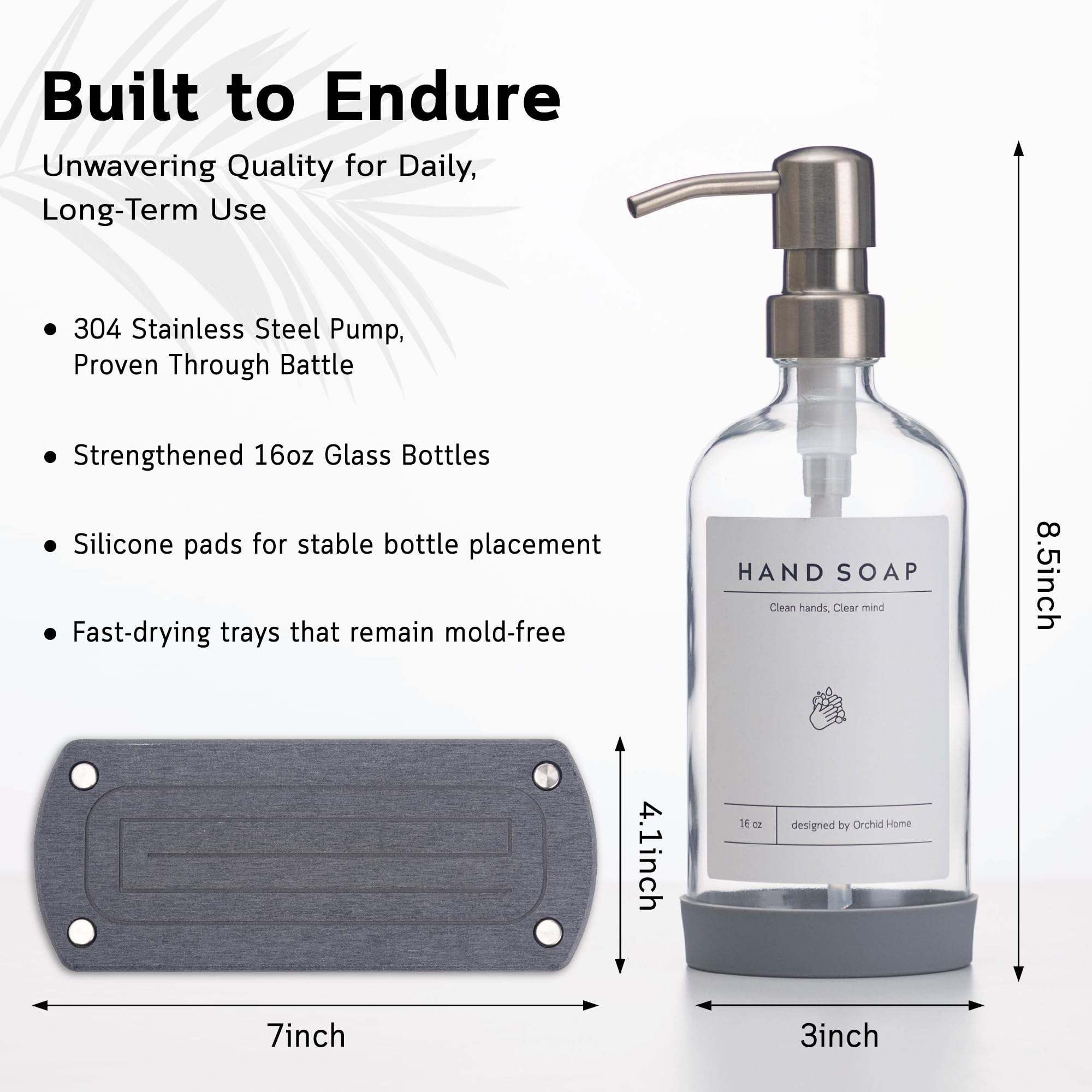 ORCHID HOME non-slip silicone pad grips the dispenser securely.
