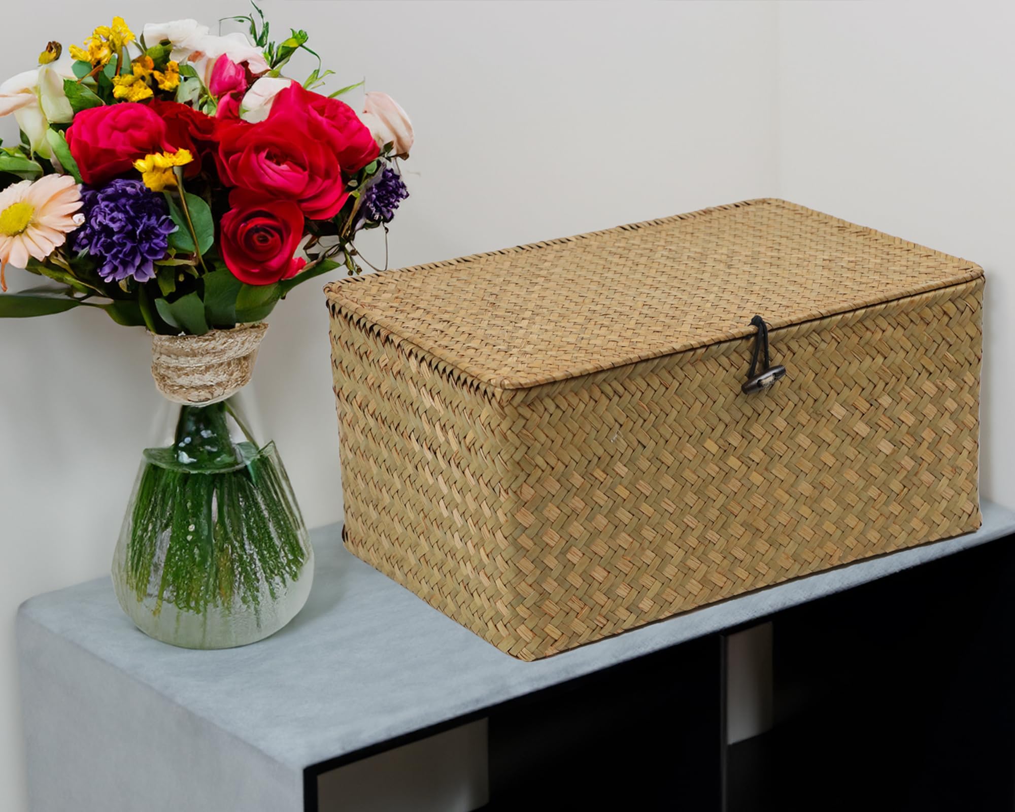 Ordelite bedroom organization uses basket for towels or clothing.