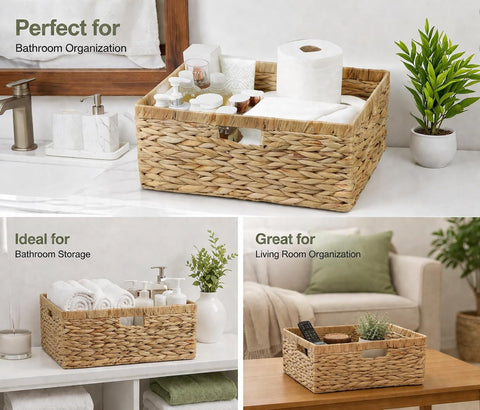 ORDELITE rectangular shelf basket built-in handles for bathroom or kitchen organization