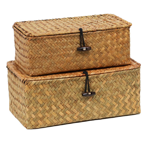 Ordelite set of two wicker baskets with lids for tidy storage.