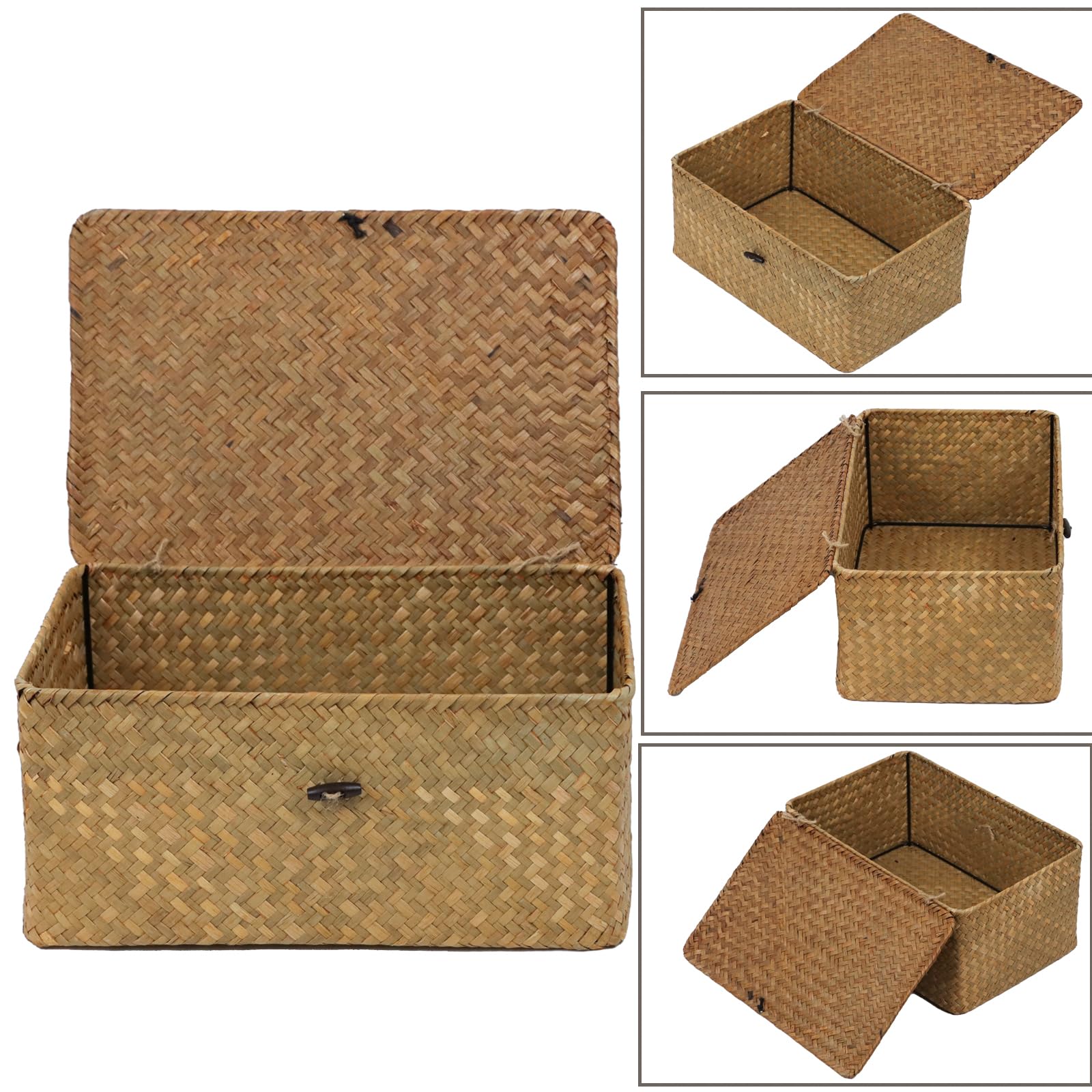 ORDELITE wicker basket holds cosmetics and toiletries.