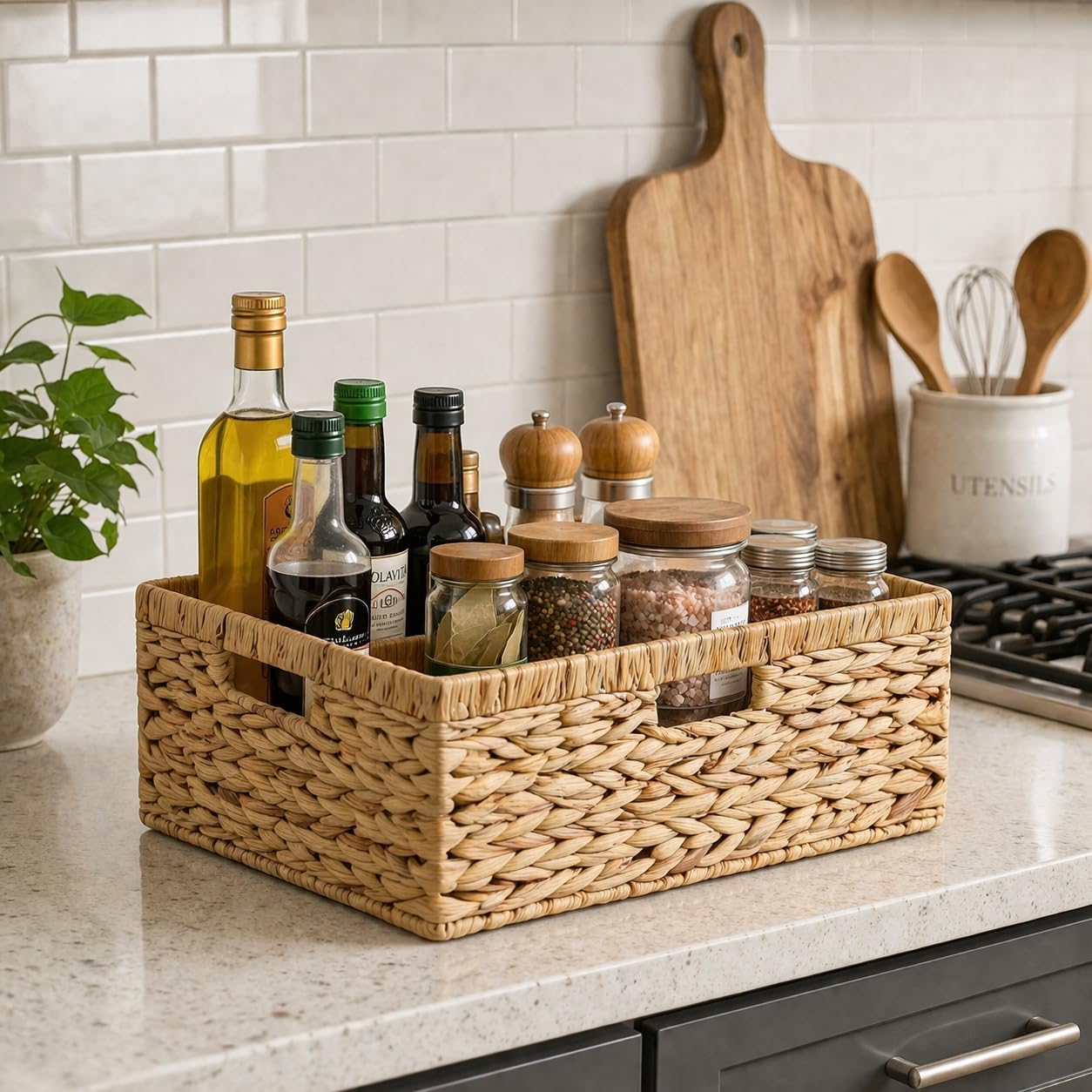 ORDELITE wicker basket towels and linen with sturdy frame for daily bathroom storage