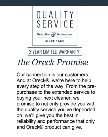 Oreck Compact with 20ft cord extends reach for whole-room cleaning.