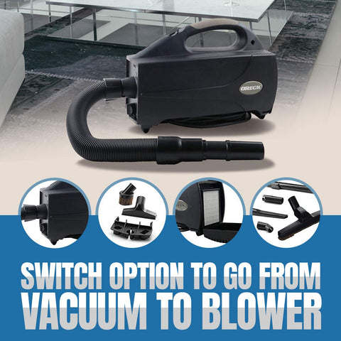 Oreck Compact blower function for clearing dust from hard-to-reach areas.