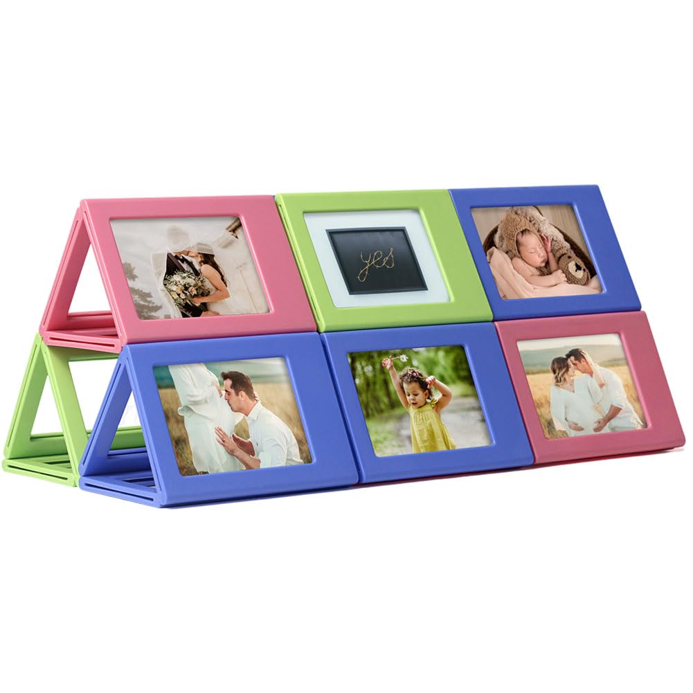 Orga'Neat colorful frame set highlighting Instax Mini photos for playful decor.