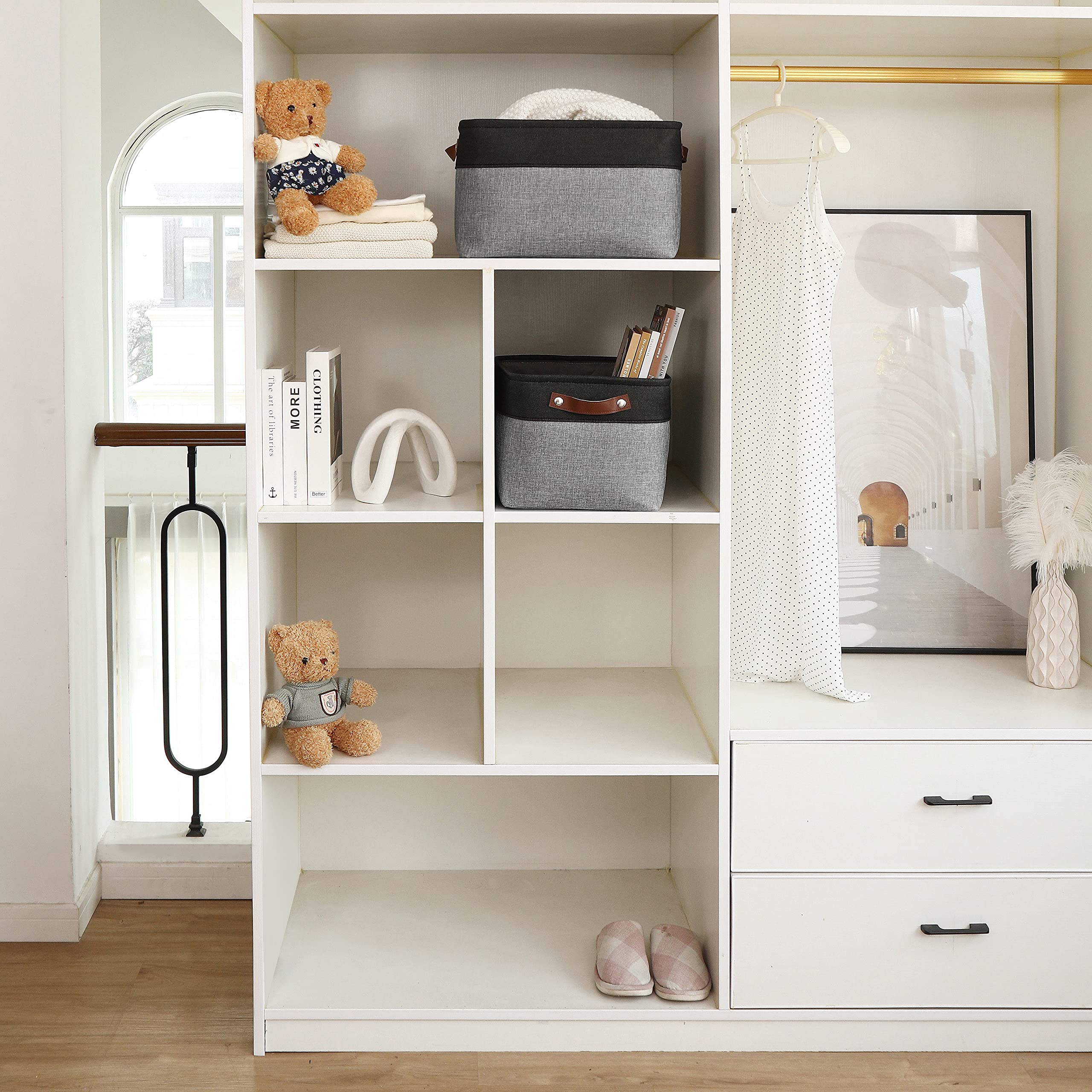 OrganiHaus bin with towels neatly displayed and easy to grab.