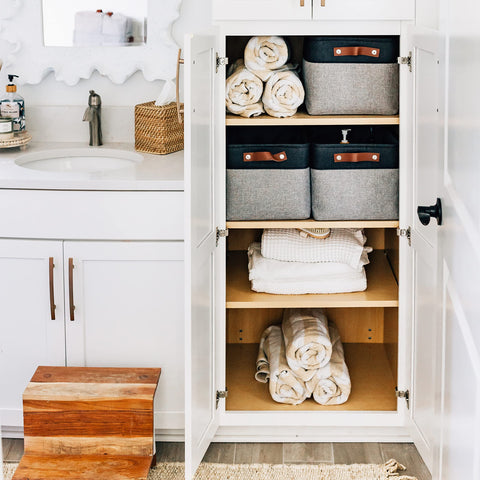 OrganiHaus internal metal frame keeps baskets rigid for lasting organization.