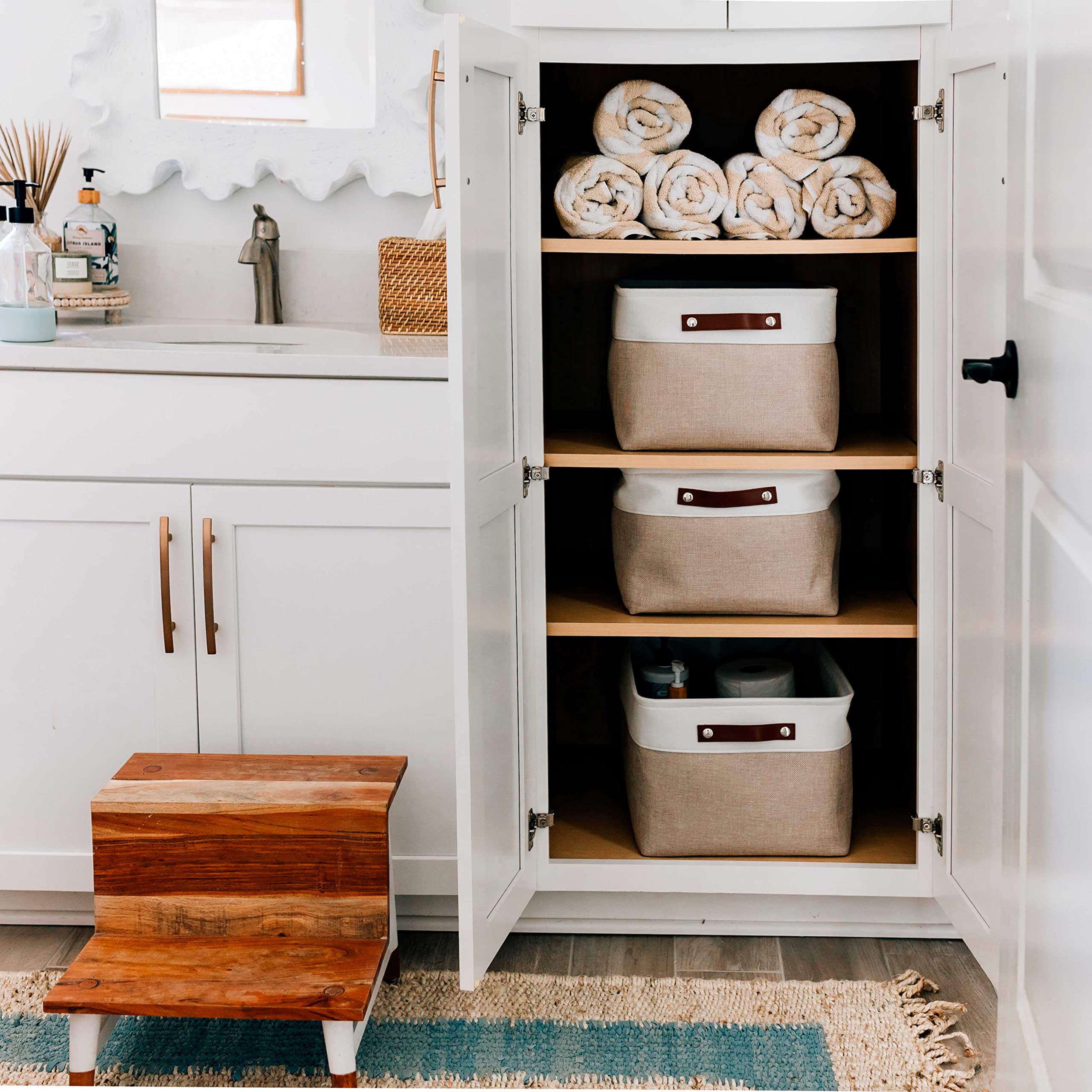 OrganiHaus large 16x13in bin in cubby for deep shelving