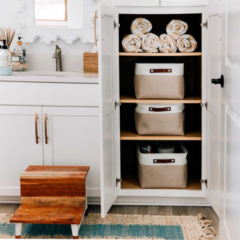 OrganiHaus large 16x13in bin in cubby for deep shelving