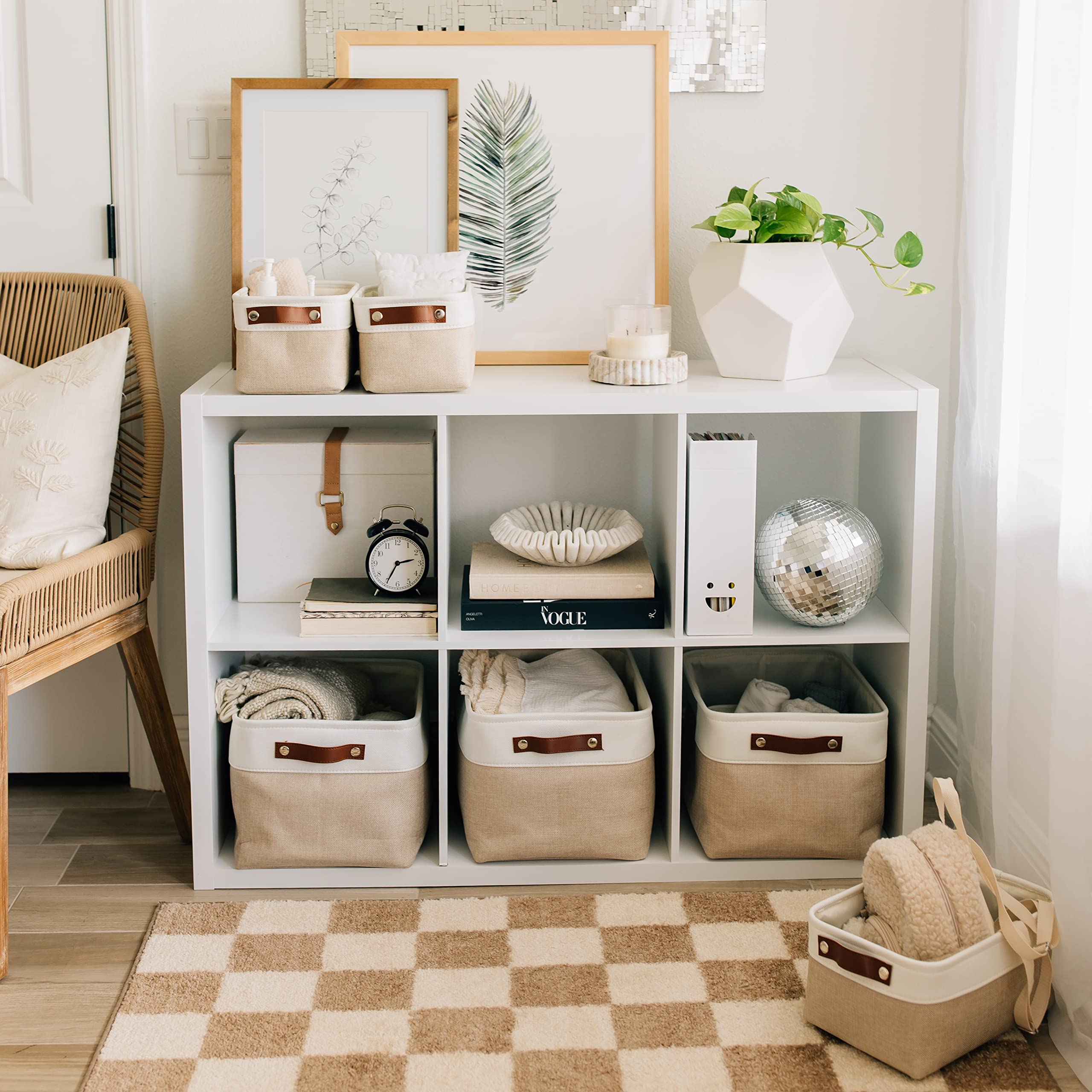 OrganiHaus large bins fit standard shelves for cohesive organization.