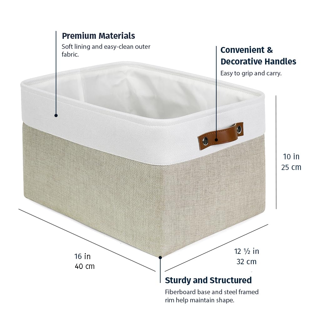 OrganiHaus three-pack beige off-white bins neatly arranged in closet