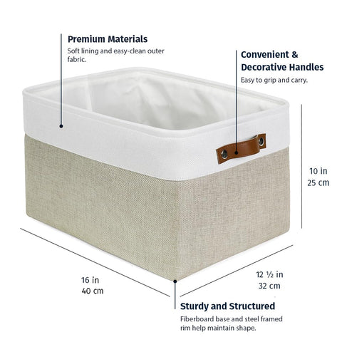 OrganiHaus three-pack beige off-white bins neatly arranged in closet