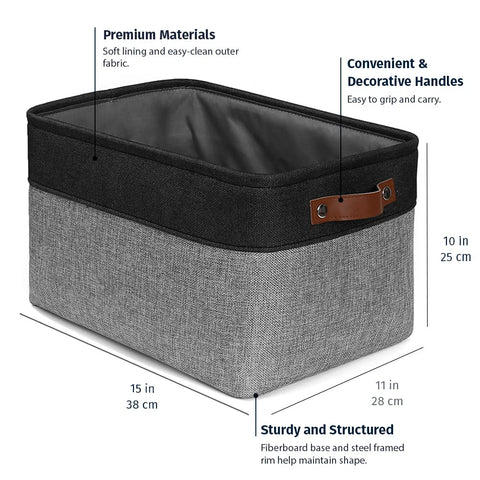 OrganiHaus three-pack storage bins neatly organize a linen closet.