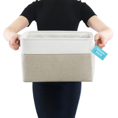 OrganiHaus vegan leather handles stay sturdy when carrying between rooms.