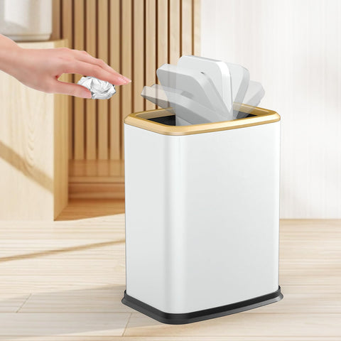 Organizelink 2.1 gal slim bin front view, compact footprint for tight spaces.