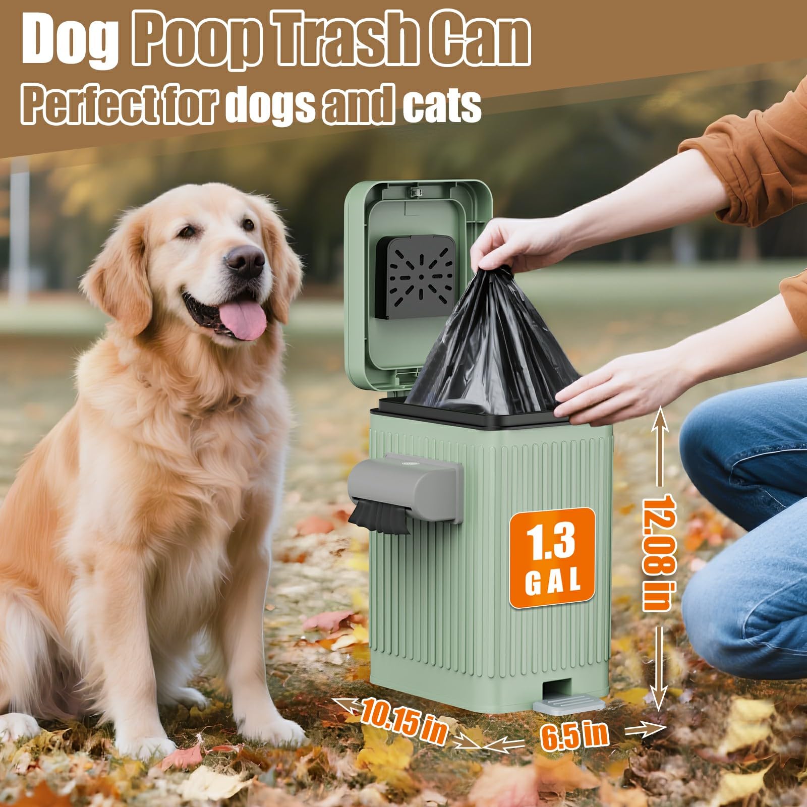 Organizelink compact-dog-waste-bin fits small spaces and easy bag changes