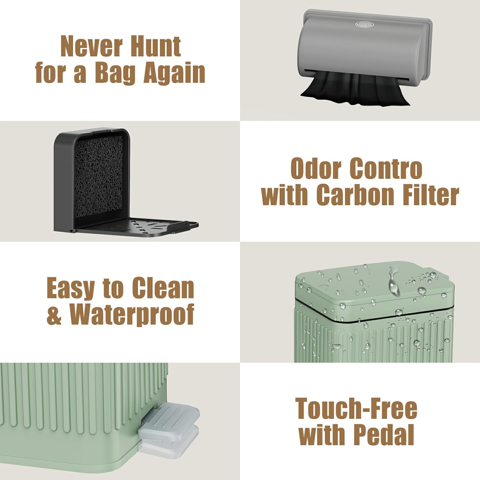 Organizelink dog poop trash can foot pedal enables hands-free waste disposal