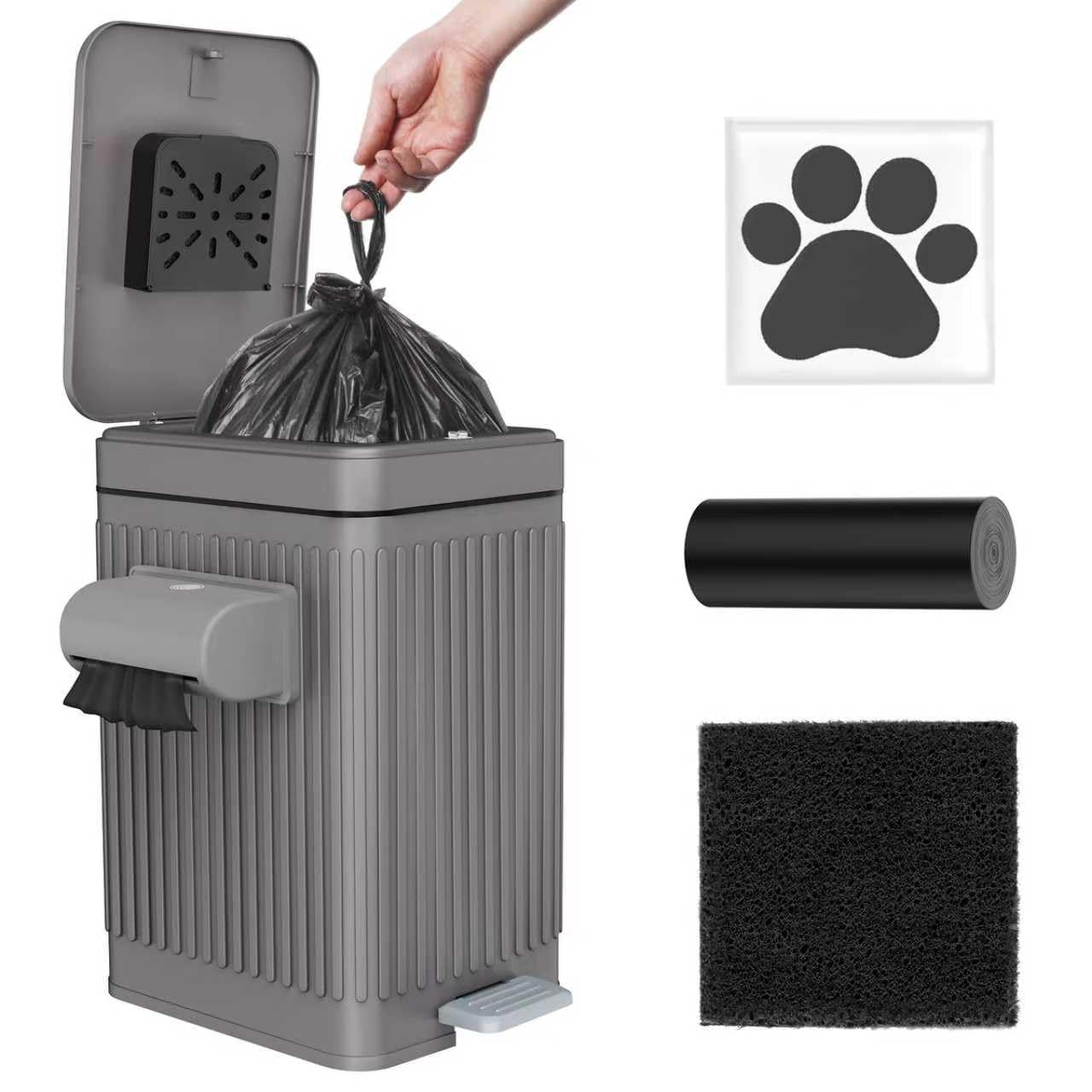 Organizelink 5L dog poop bin front view, ideal for outdoor use and odor control.